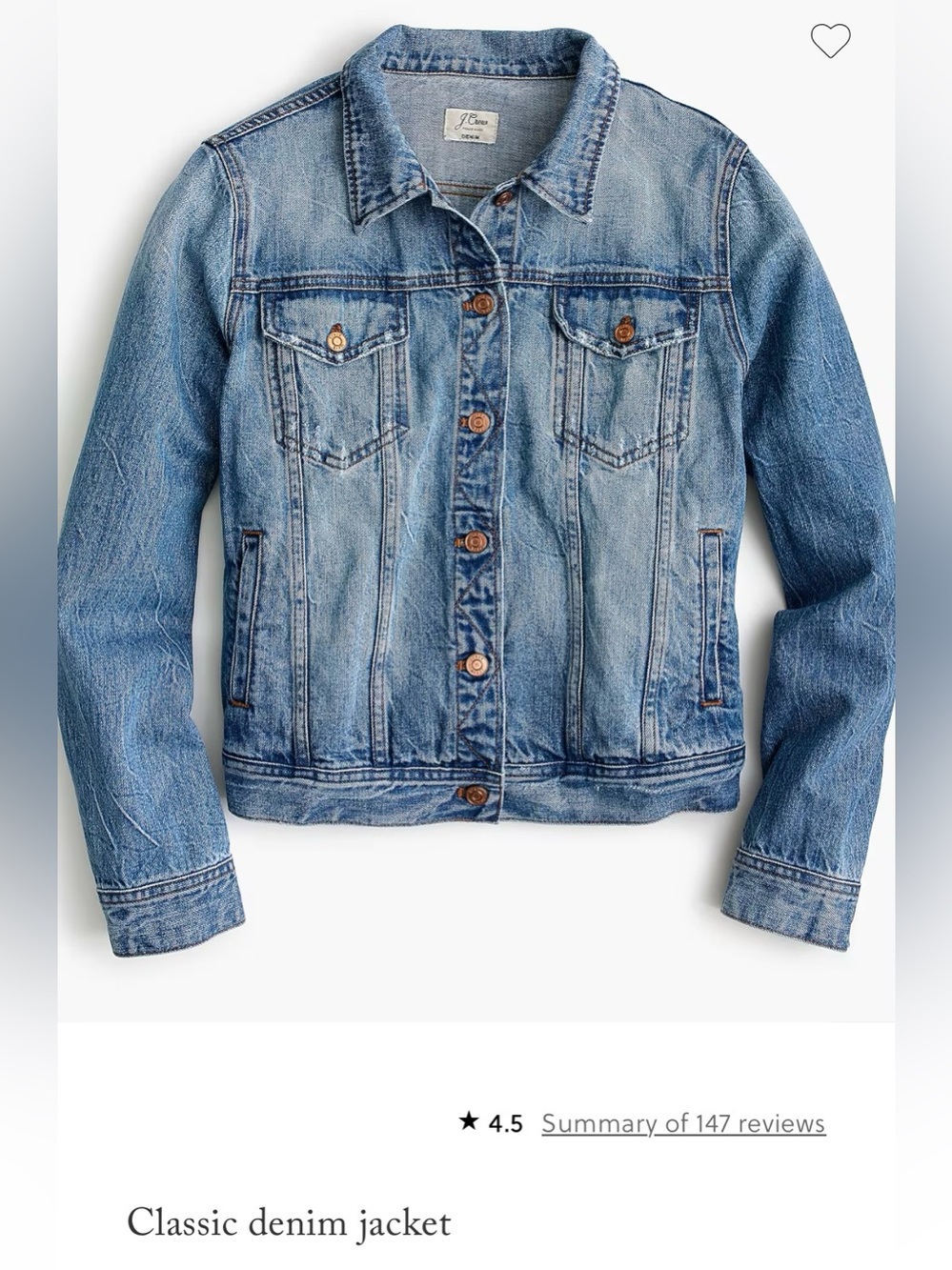 J. Crew Classic Blue Denim Jean Jacket
